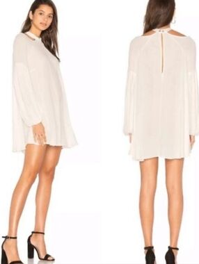 Free People Womens White Drift Away Cold Shouler Tunic Blouse Mini Dress Sz S